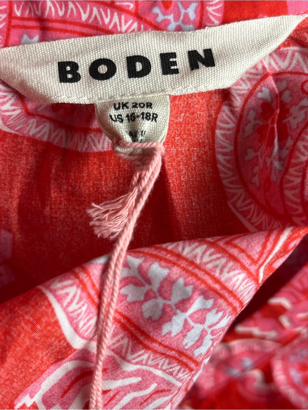 Boden Alba Tiered Cotton Maxi Dress Flame Scarlet, Cascade Paisley — Size 16/18R - Picture 12 of 12